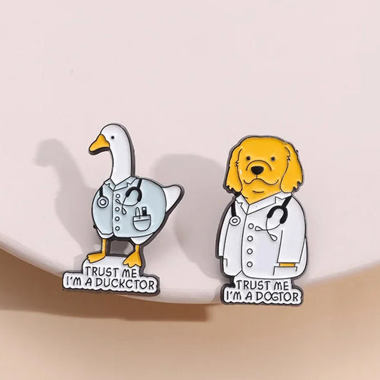 Dogtor & Duckctor Brooch Pins