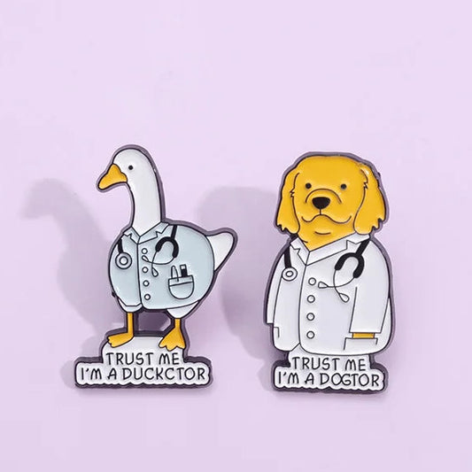 Dogtor & Duckctor Brooch Pins