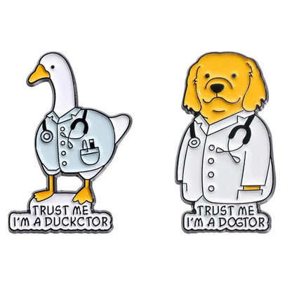 Dogtor & Duckctor Brooch Pins