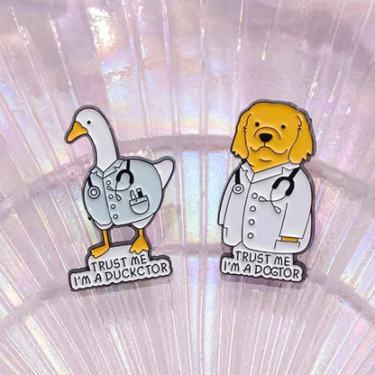 Dogtor & Duckctor Brooch Pins