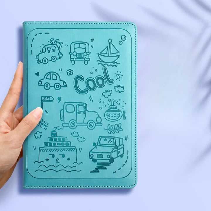 Cartoon Embossed Leather Cover Notebook