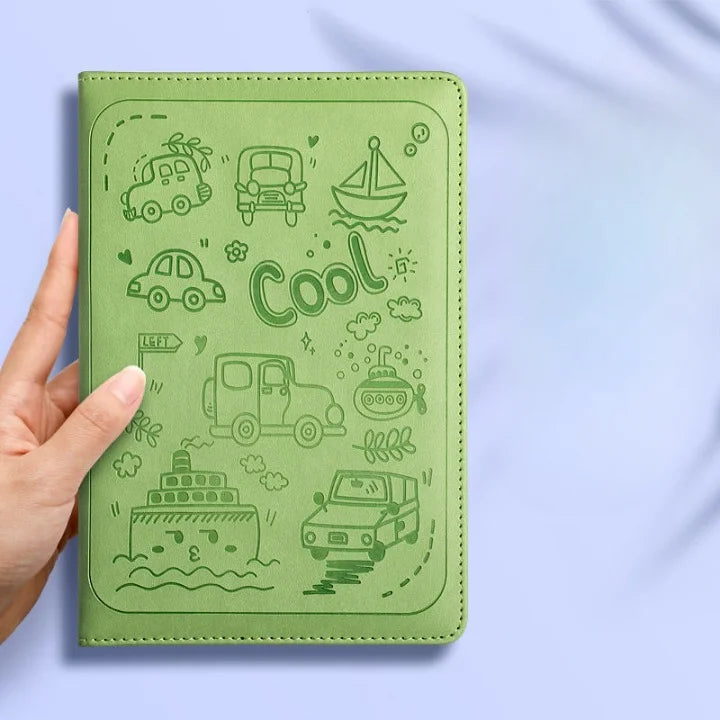 Cartoon Embossed Leather Cover Notebook