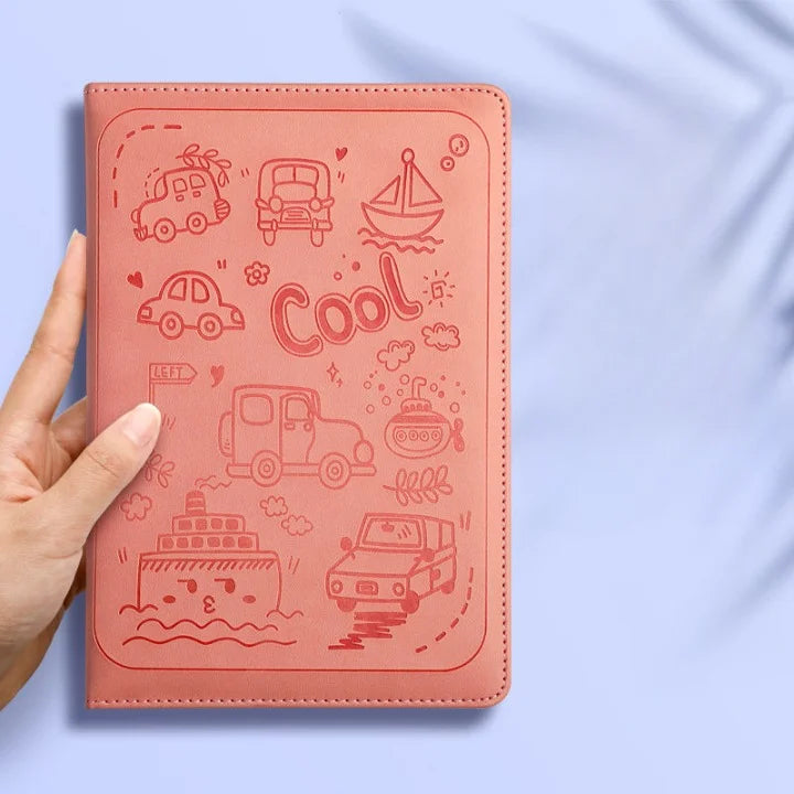Cartoon Embossed Leather Cover Notebook