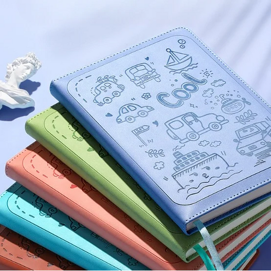 Cartoon Embossed Leather Cover Notebook