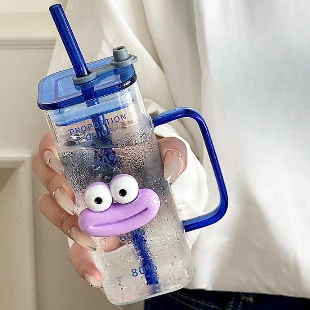 Emoji Acrylic Glass Cup with Handle