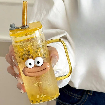 Emoji Acrylic Glass Cup with Handle