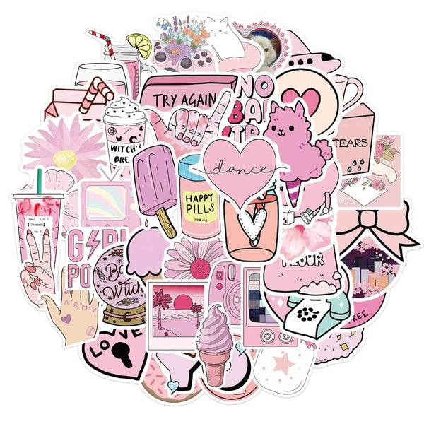 Inspire Pink Girl Style Graffiti Stickers Pack - Set of 50