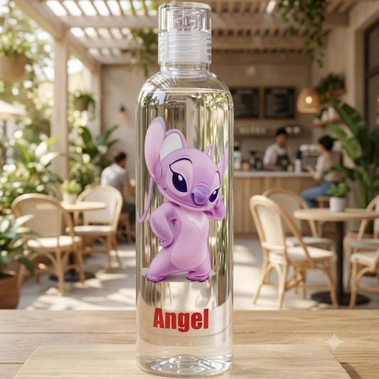 Cartoon Printed Transparent Water Bottle - Angel