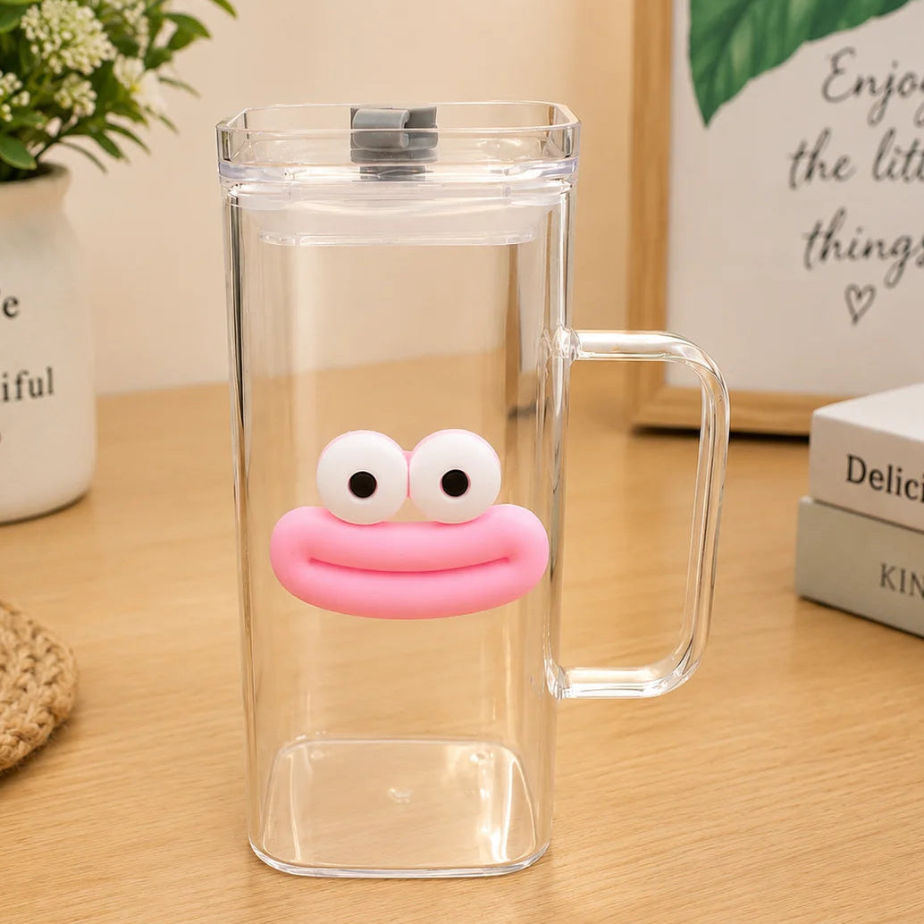 Emoji Acrylic Glass Cup with Handle