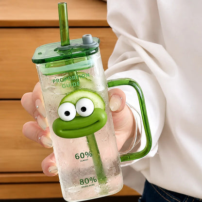 Emoji Acrylic Glass Cup with Handle