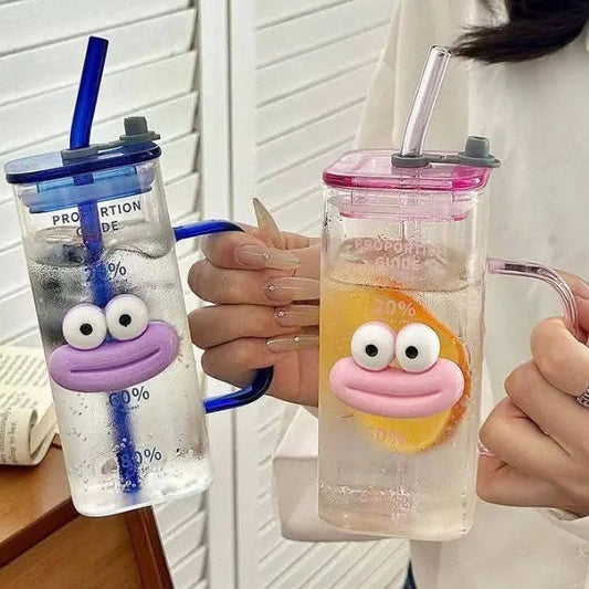 Emoji Acrylic Glass Cup with Handle