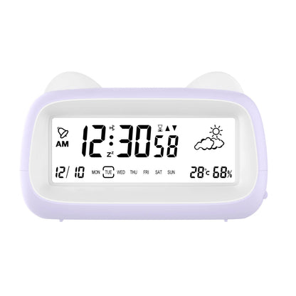 Cat Ear Digital Alarm Clock with Temperature