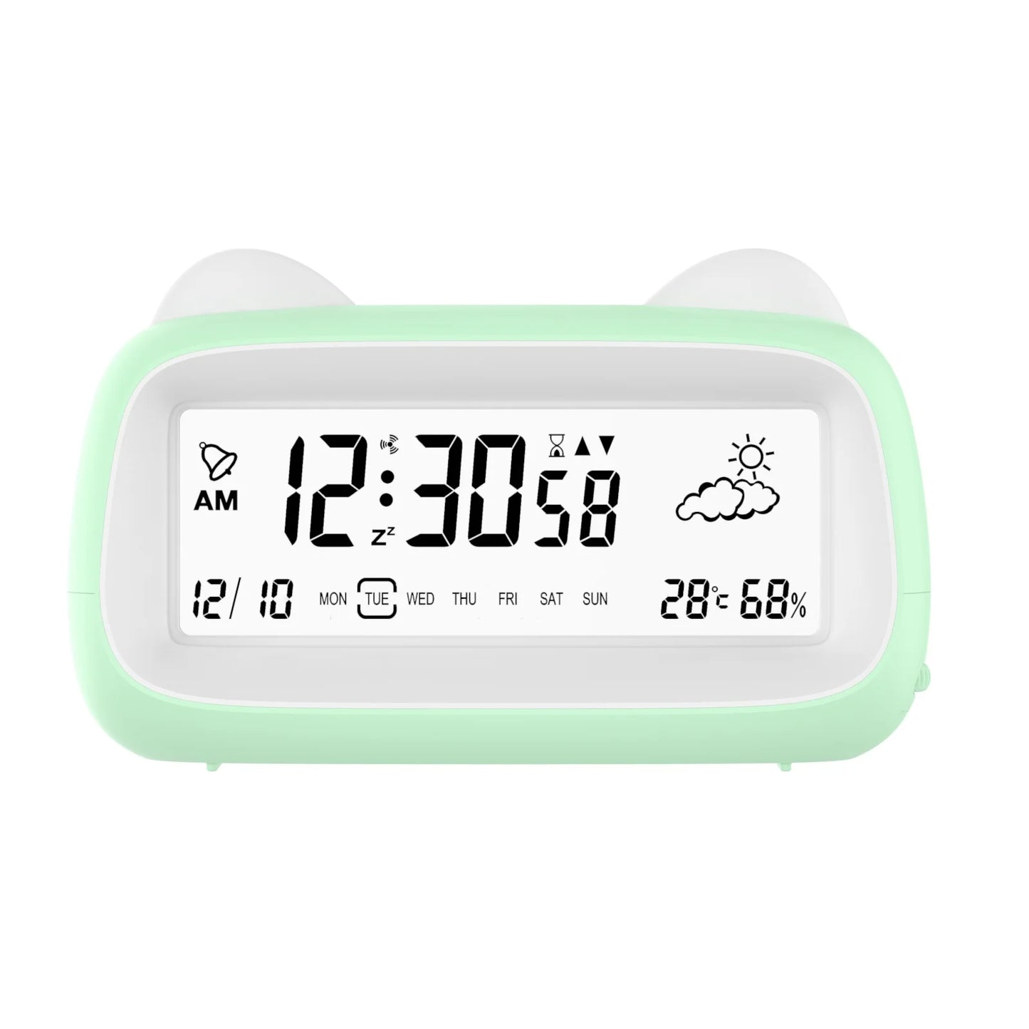 Cat Ear Digital Alarm Clock with Temperature