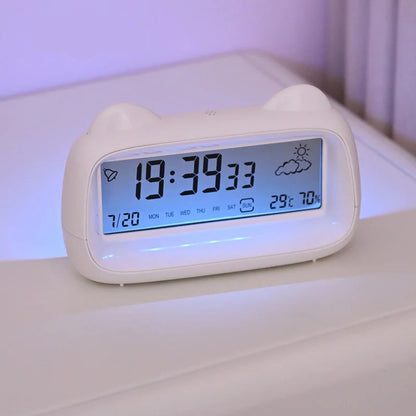 Cat Ear Digital Alarm Clock with Temperature