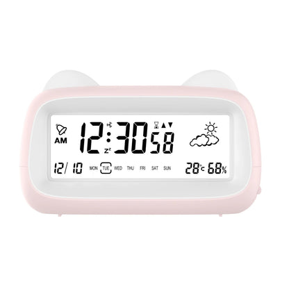 Cat Ear Digital Alarm Clock with Temperature