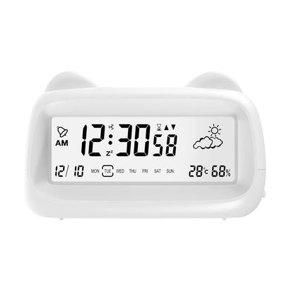 Cat Ear Digital Alarm Clock with Temperature