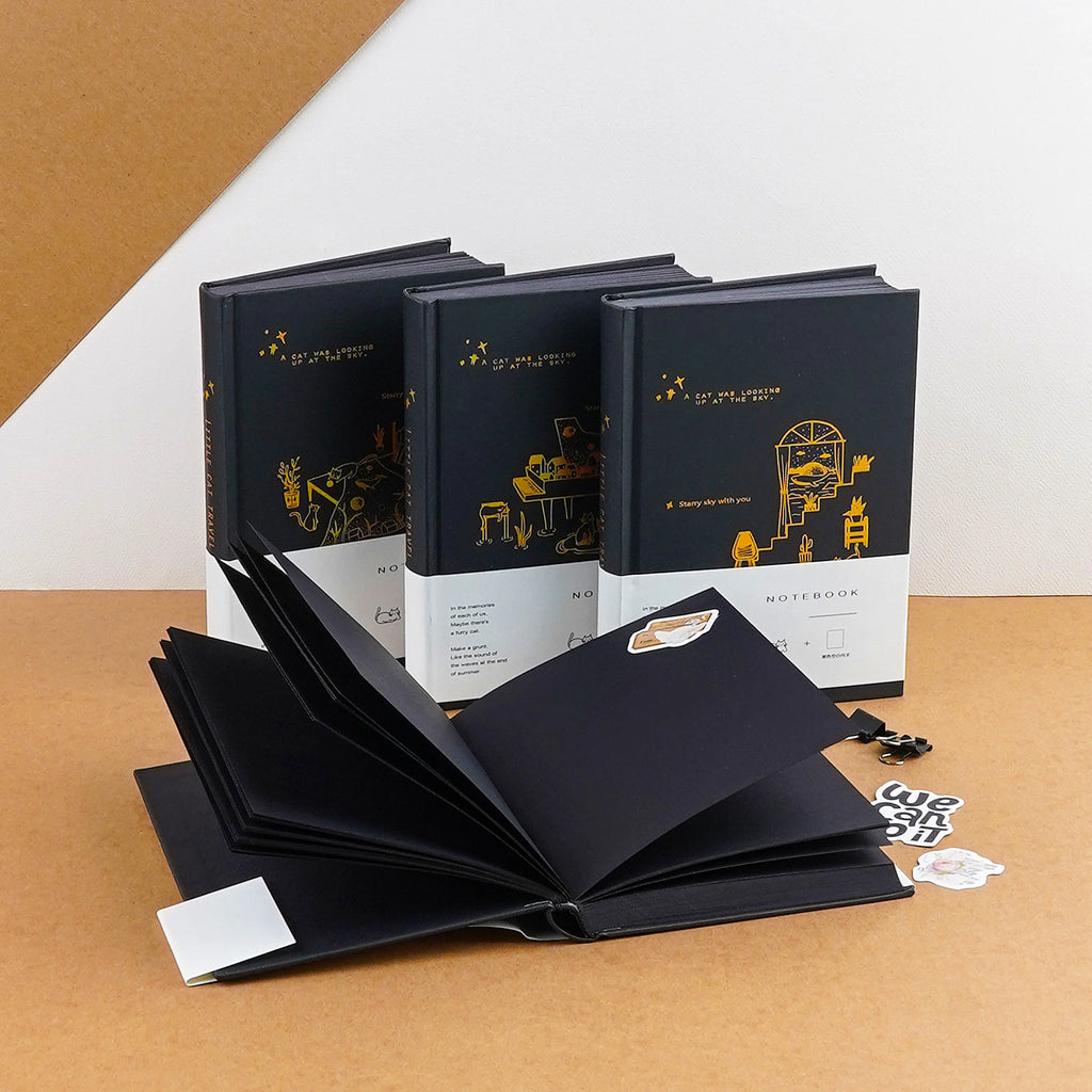 Cat Looking Black Cover Journal