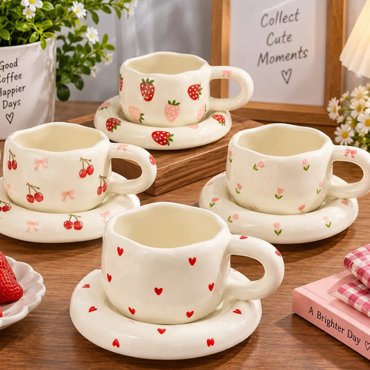 Ceramic Tea Cup Set with Saucers