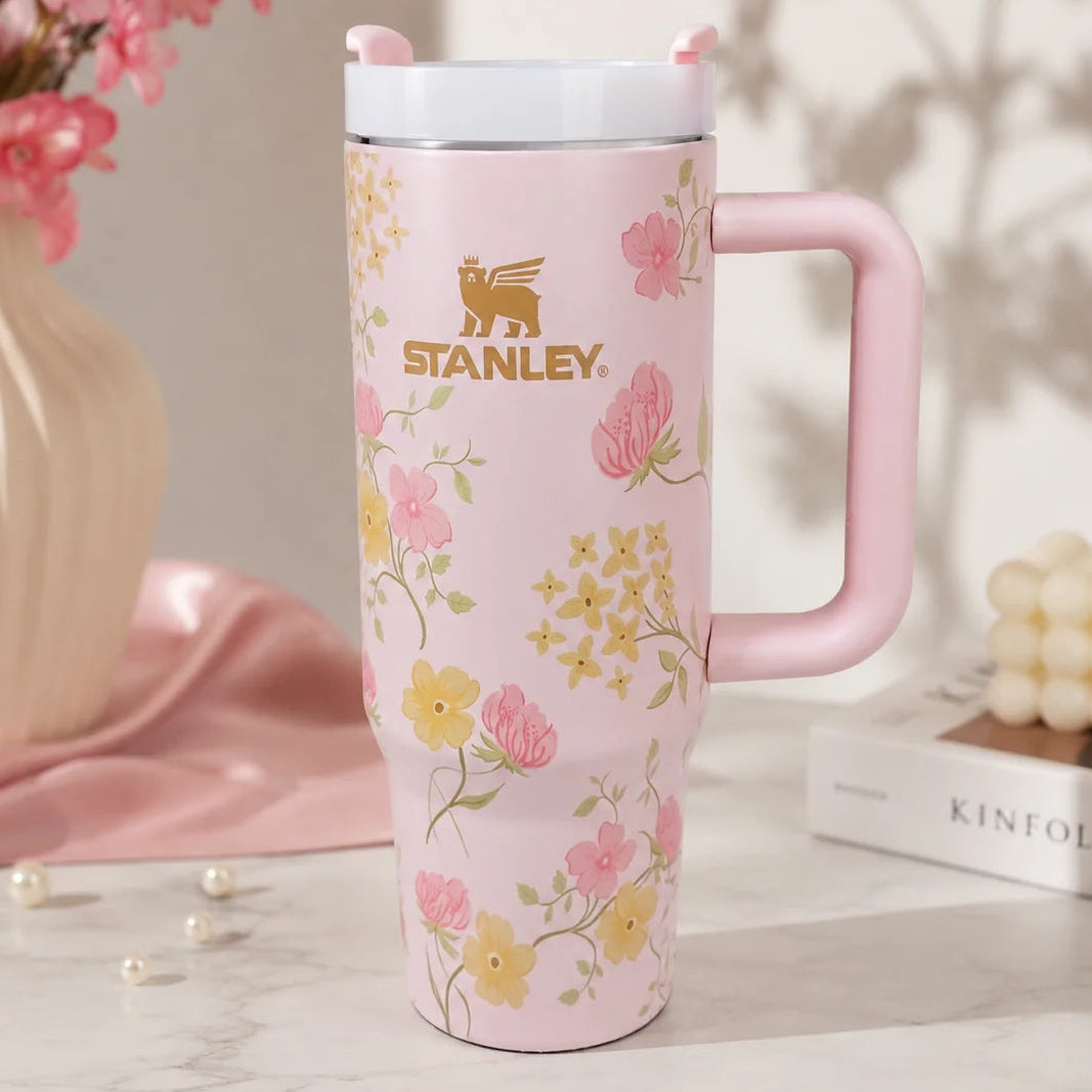 Elegant Floral Stainless Steel Travel Tumbler