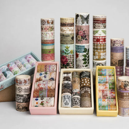 Retro Pattern Floral Washi Tape Set