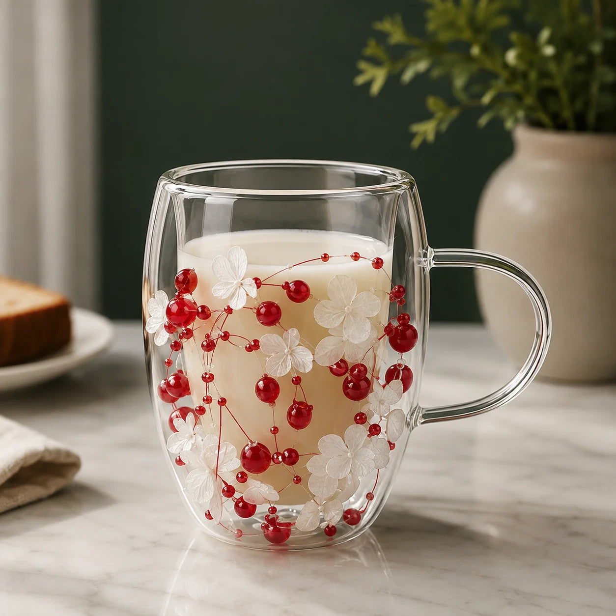 Pearl Blossom Double Wall Mug