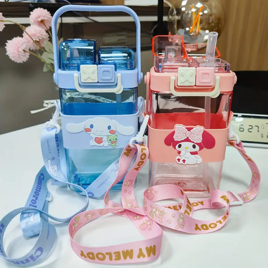 Sanrio Plastic Water Bottle with Dual Dirnking Mode