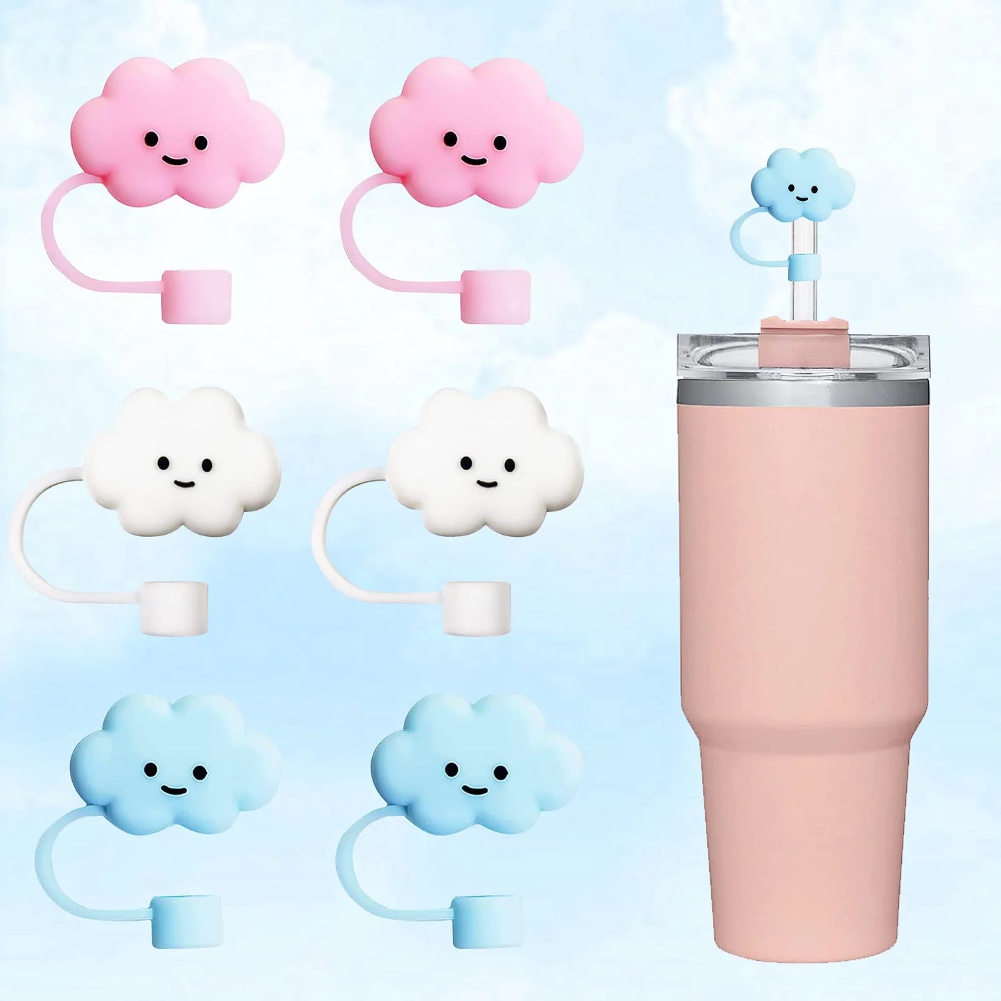 Cloudy Cuties Silicone Straw Cover