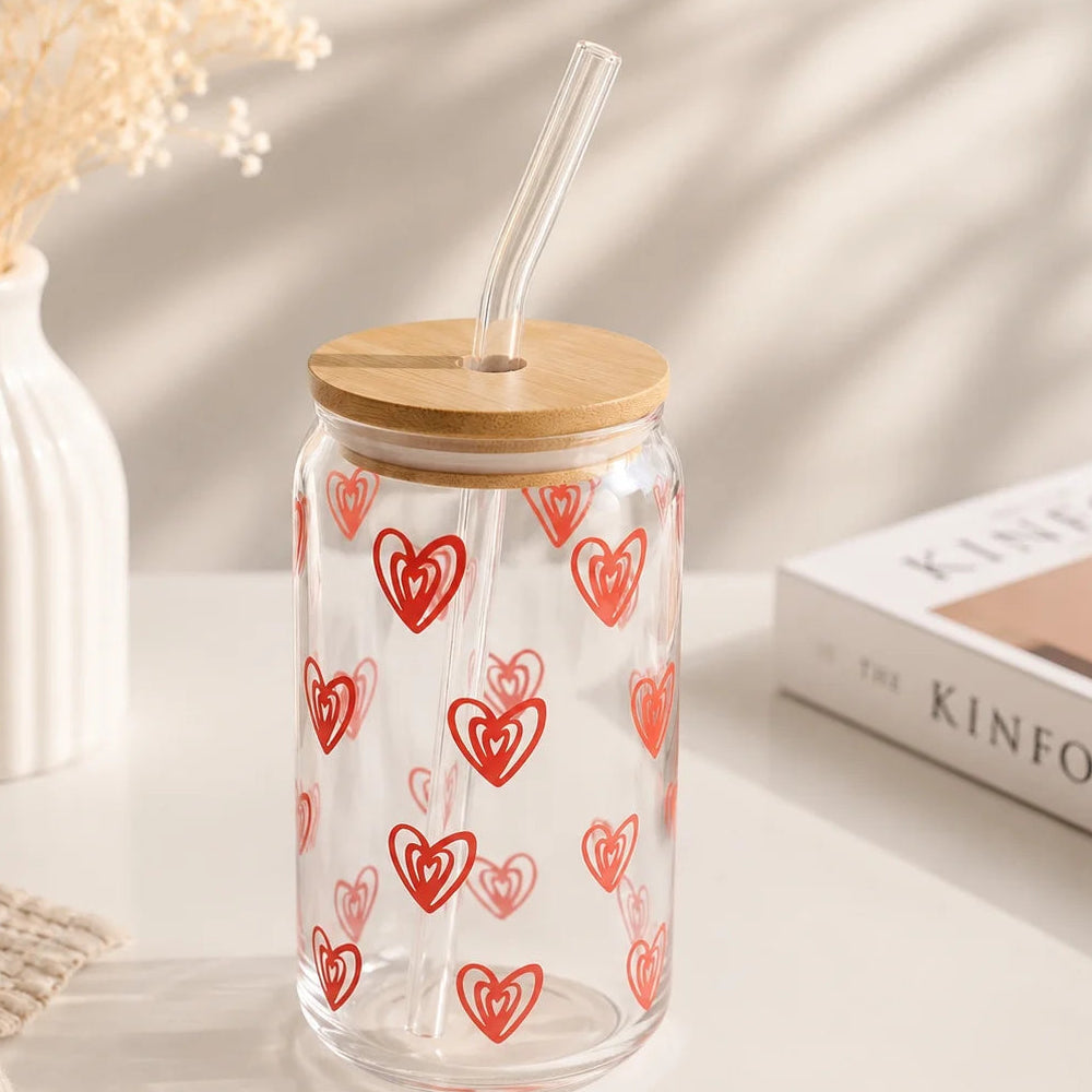 Coffee Glass Cup -  Hearts
