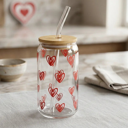 Coffee Glass Cup -  Hearts