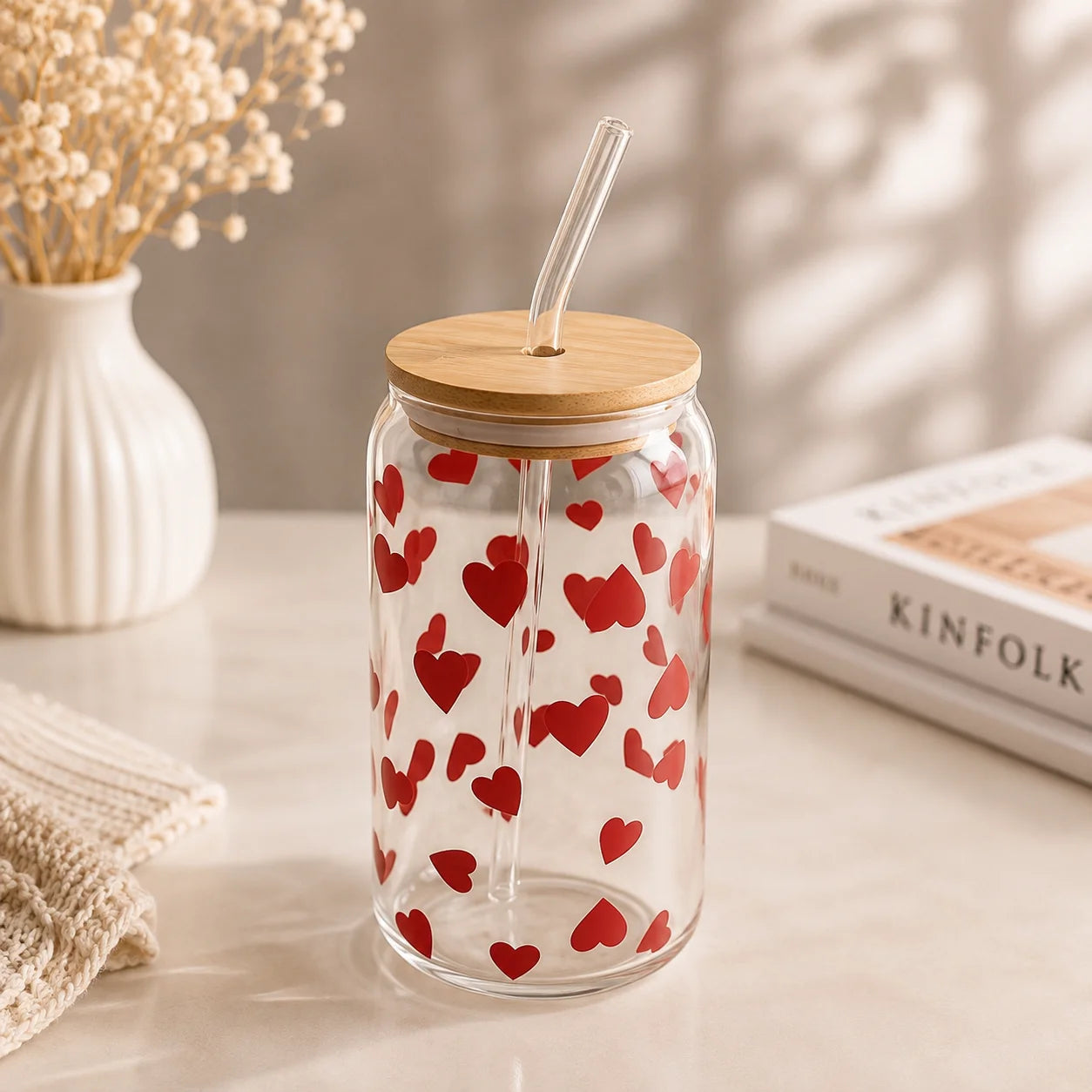 Coffee Glass Cup -  Hearts