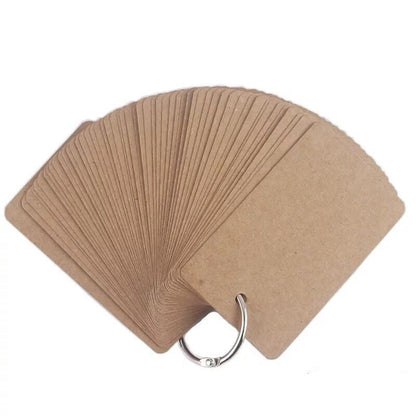Brown paper cards with a hook on a white background