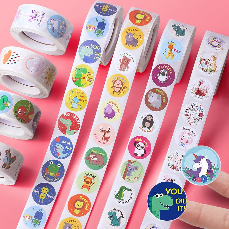 Colorful Cartoon Animal Reward Stickers for Kids