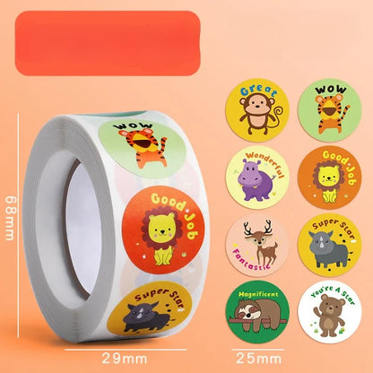 Colorful Cartoon Animal Reward Stickers for Kids