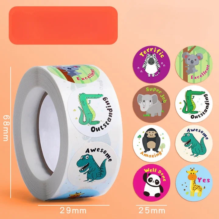 Colorful Cartoon Animal Reward Stickers for Kids
