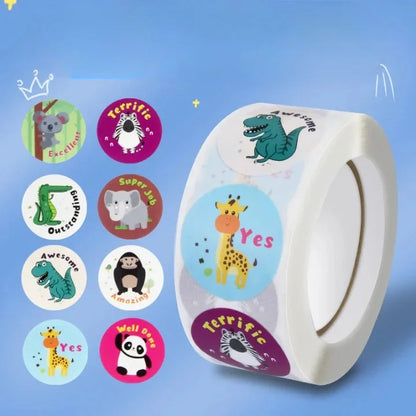 Colorful Cartoon Animal Reward Stickers for Kids