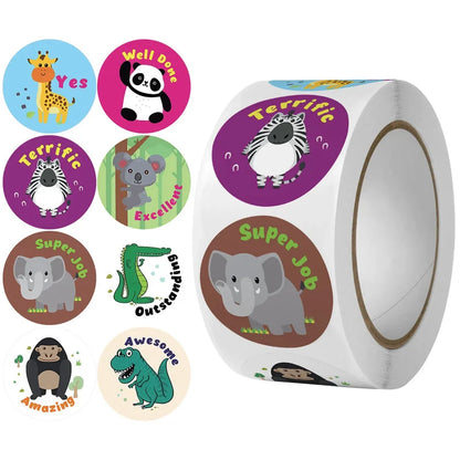 Colorful Cartoon Animal Reward Stickers for Kids