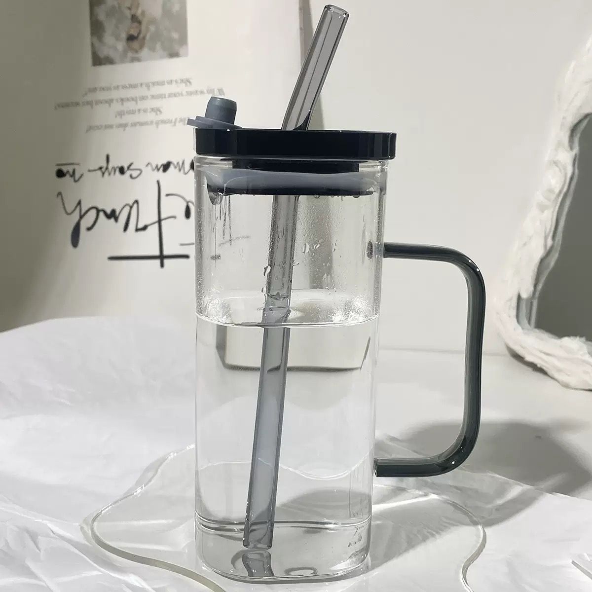 Colorful Square Plastic Cup with Handle