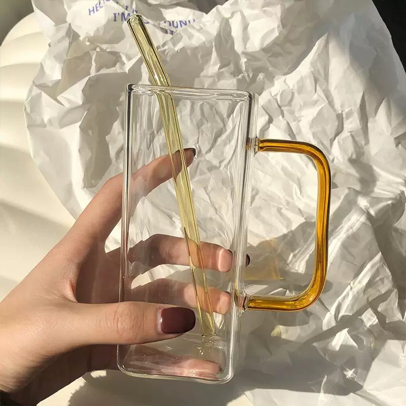 Colorful Square Plastic Cup with Handle