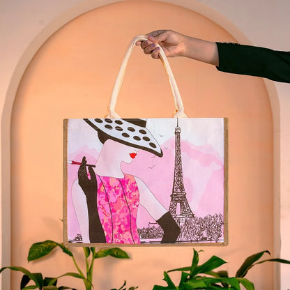 Cities of the World Jute Boxed Tote Bag