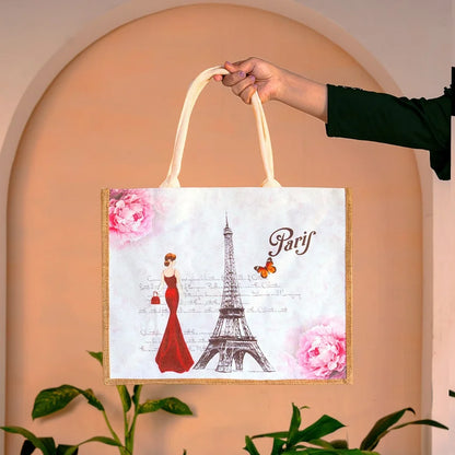 Cities of the World Jute Boxed Tote Bag