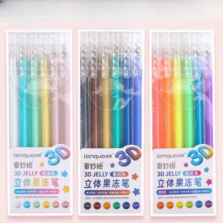 3D Jelly Press Gel Pen - Set OF 6