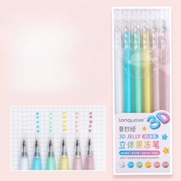 3D Jelly Press Gel Pen - Set OF 6