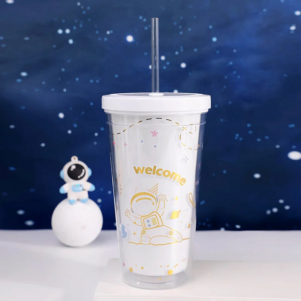 Creative Flat Cover Starry Sky Cup Cold Drinking Water Cup