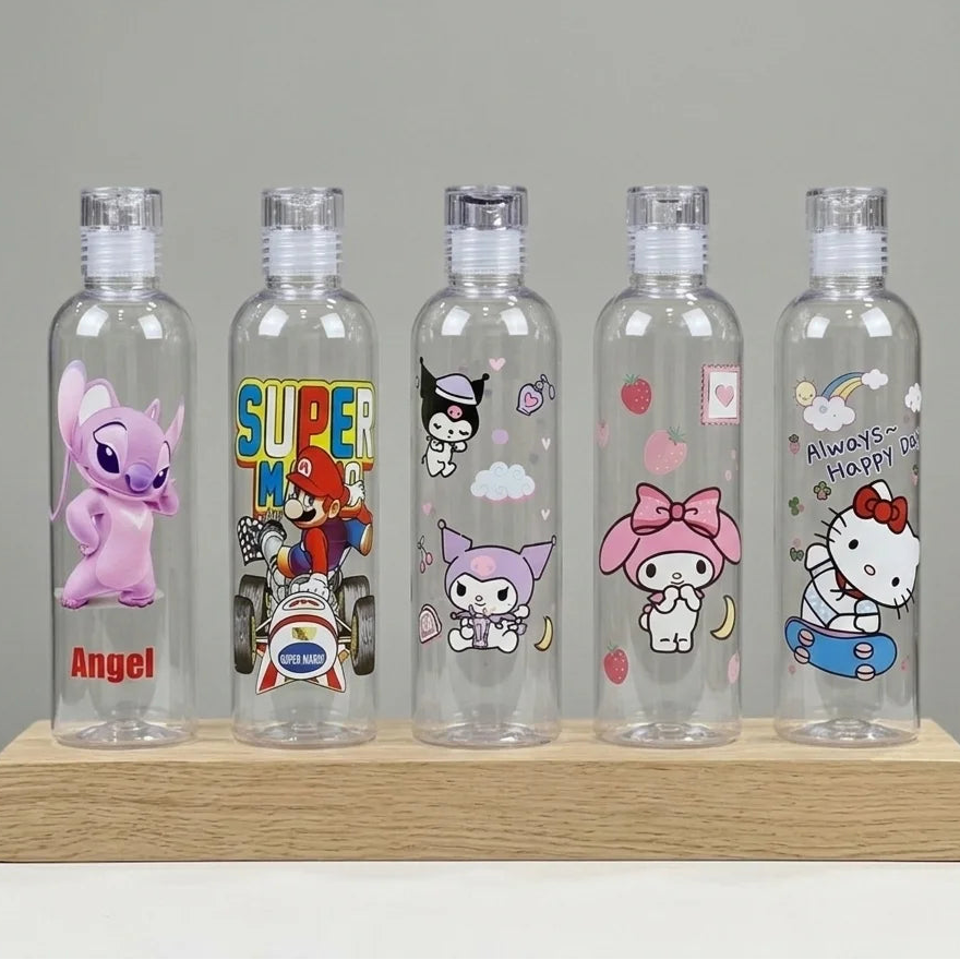 Cartoon Printed Transparent Water Bottle
