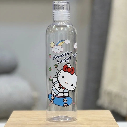 Cartoon Printed Transparent Water Bottle