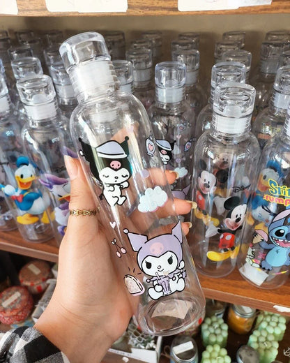 Cartoon Printed Transparent Water Bottle