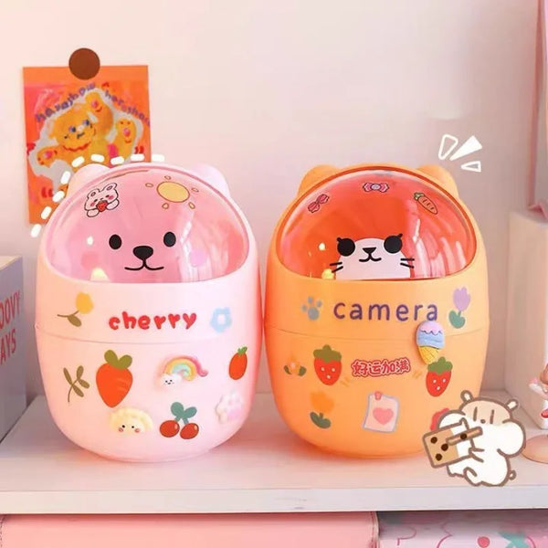 Cute Cartoon Desk Stationery box & Bin Basket