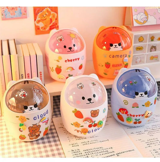 Cute Cartoon Desk Stationery box & Bin Basket