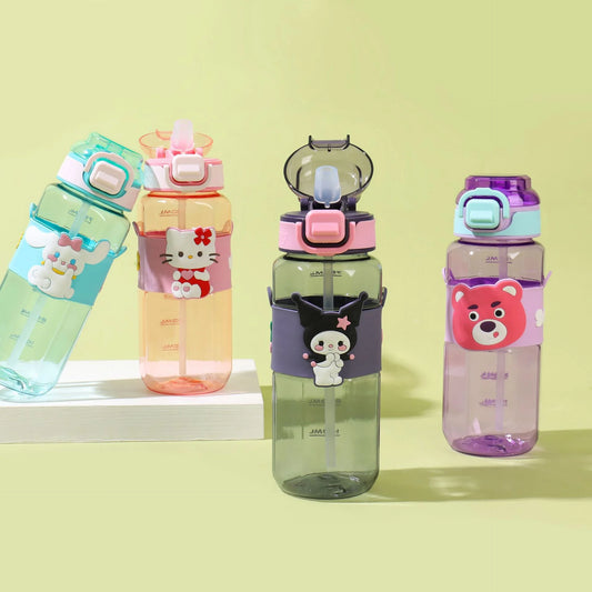 Cute Cartoon Plastic Bottle with Bouncing Lanyard