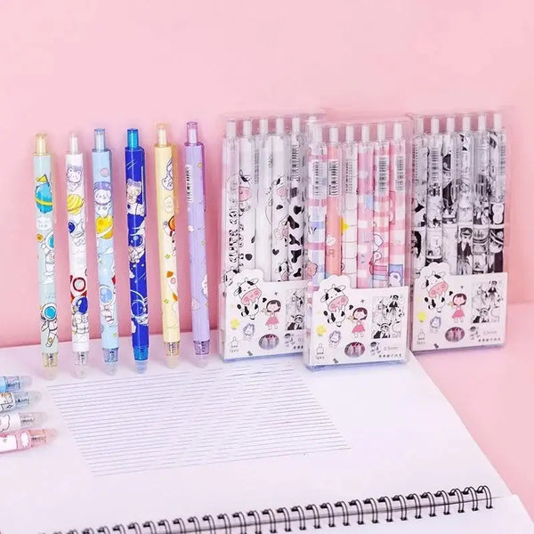 Cute Japanese Anime Printed Erasable Gel Pen-Set of 6